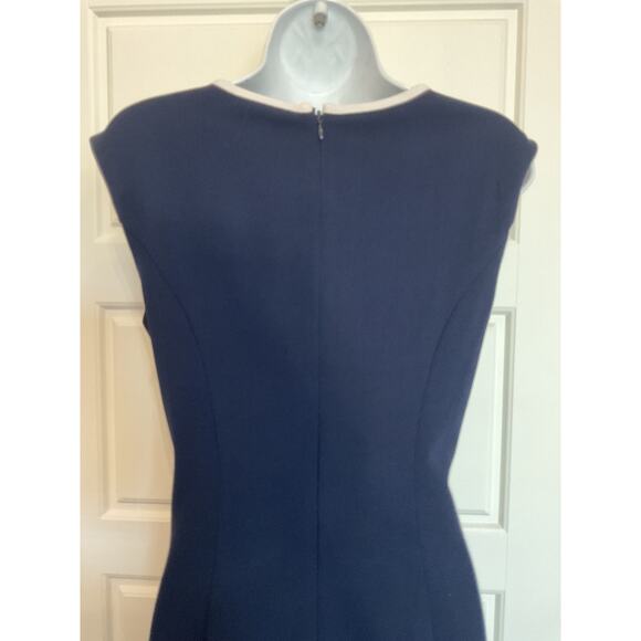 Studio One NY Navy Lined Special Occasion/business Dress W/Piping & Pockets - Picture 4 of 8
